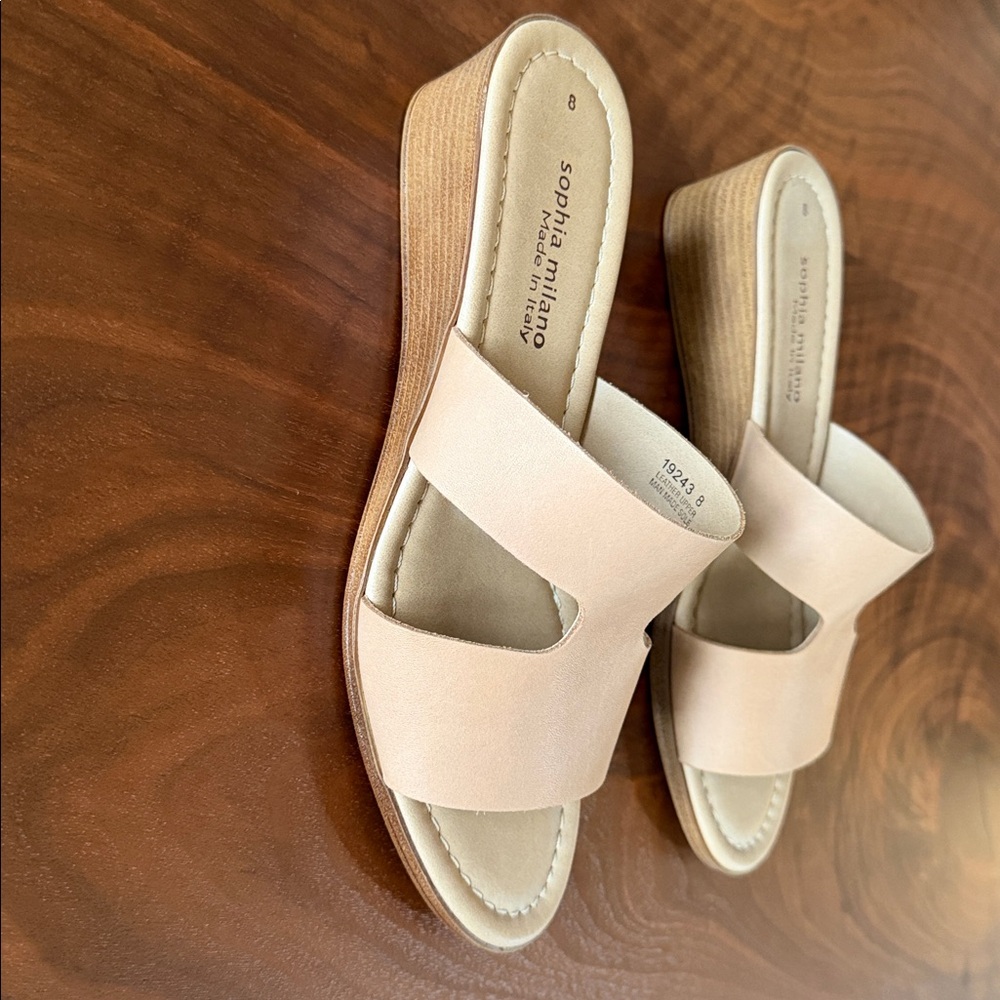Sophia Milano Nude Slide Sandals size 8 - Picture 4 of 12